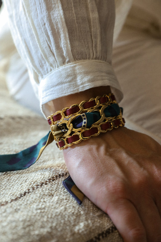 Petite manchette Décembre et ruban Chapanoir, olive