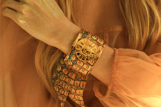 Pastel Croco Sun and Ribbon Cuff