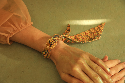 Pastel Croco Braid and Ribbon Cuff