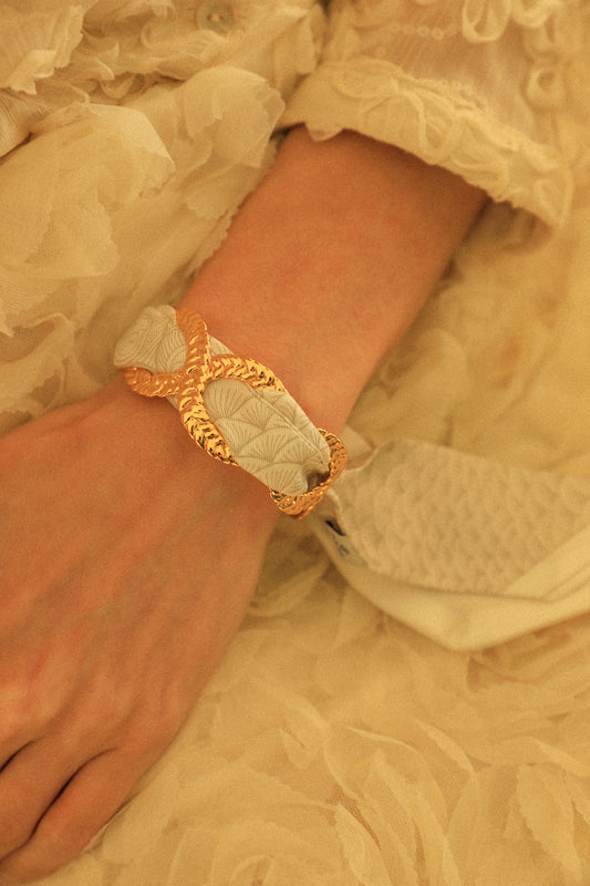 Peacock Braid and Ribbon Cuff