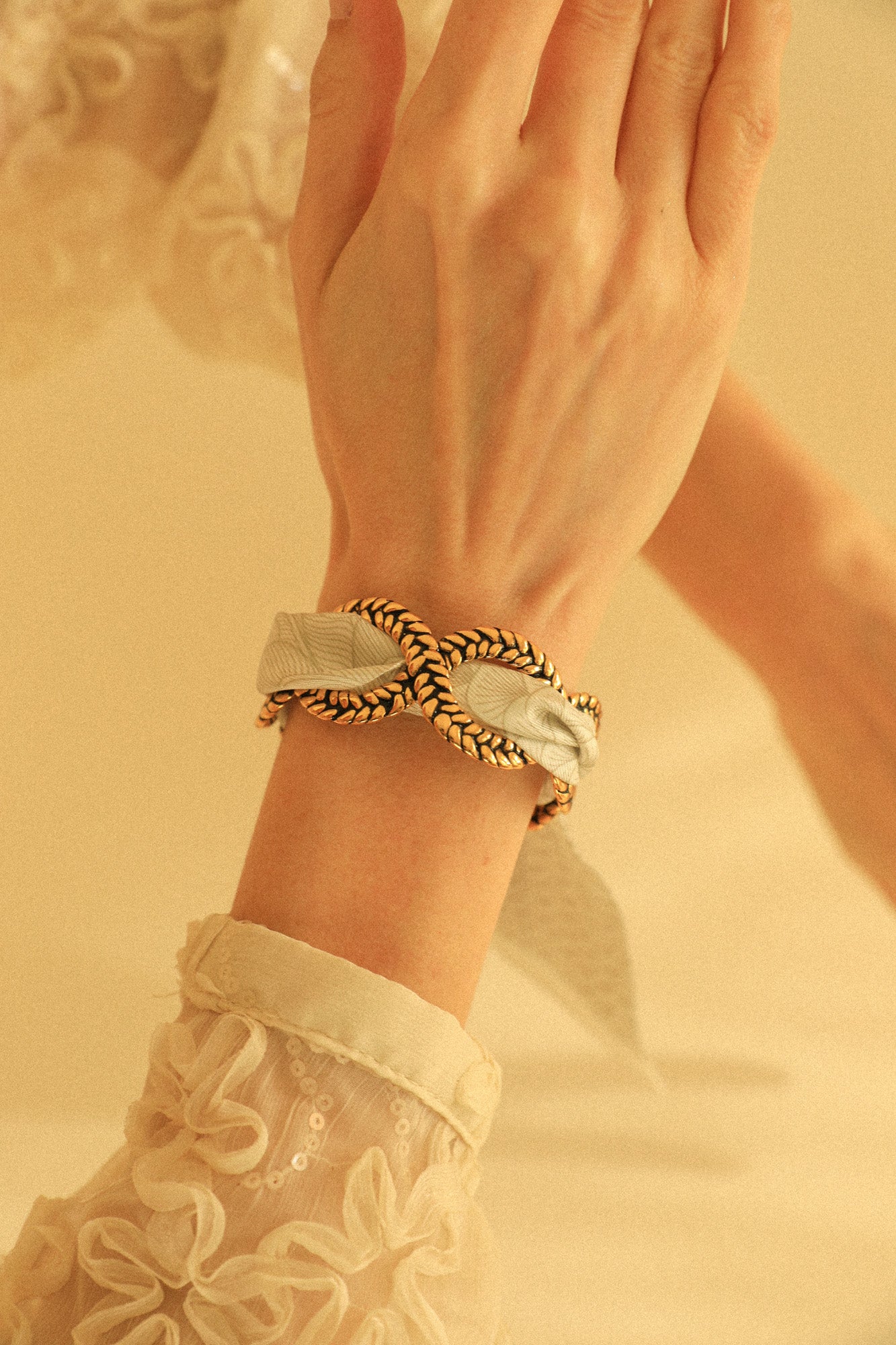 Peacock Braid and Ribbon Cuff