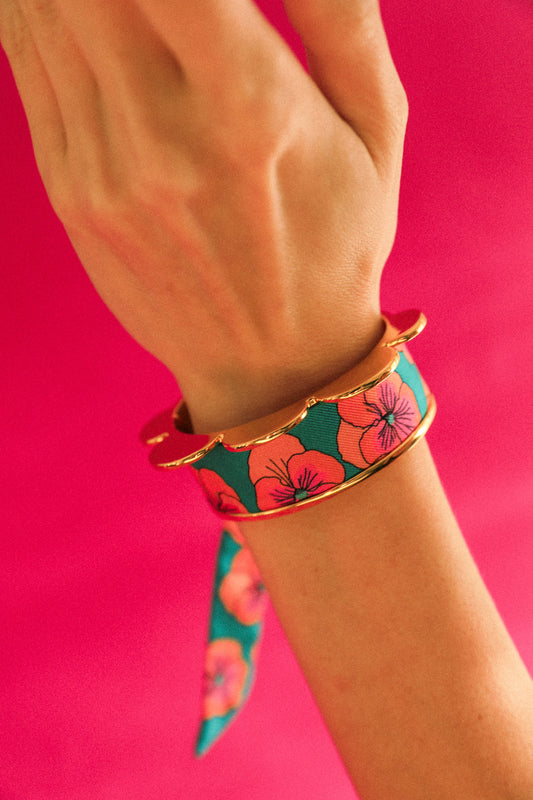 Turquoise Pennant and Ribbon Cuff