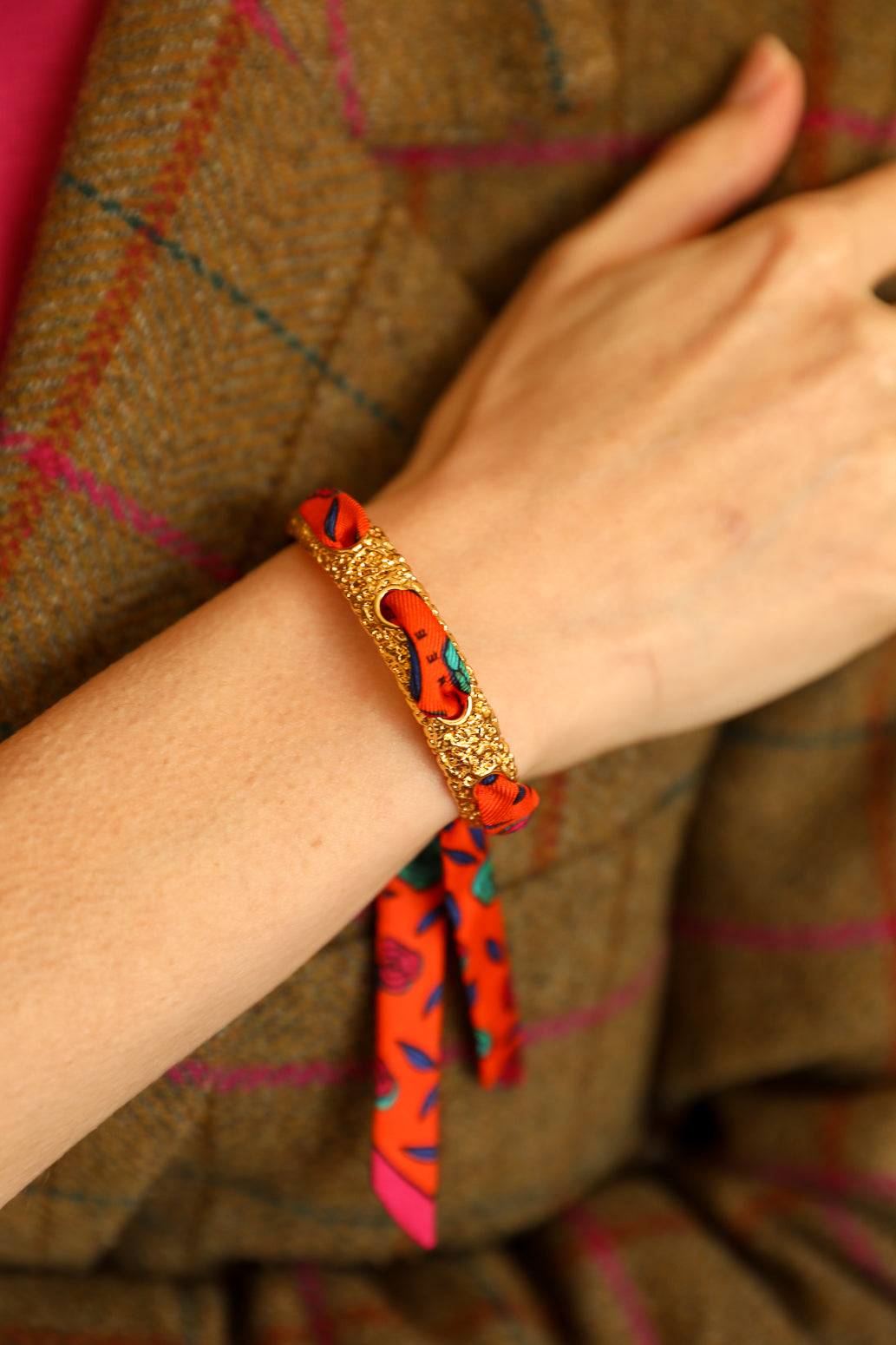 Ruban en soie 1cm Gypsy Tales, orange