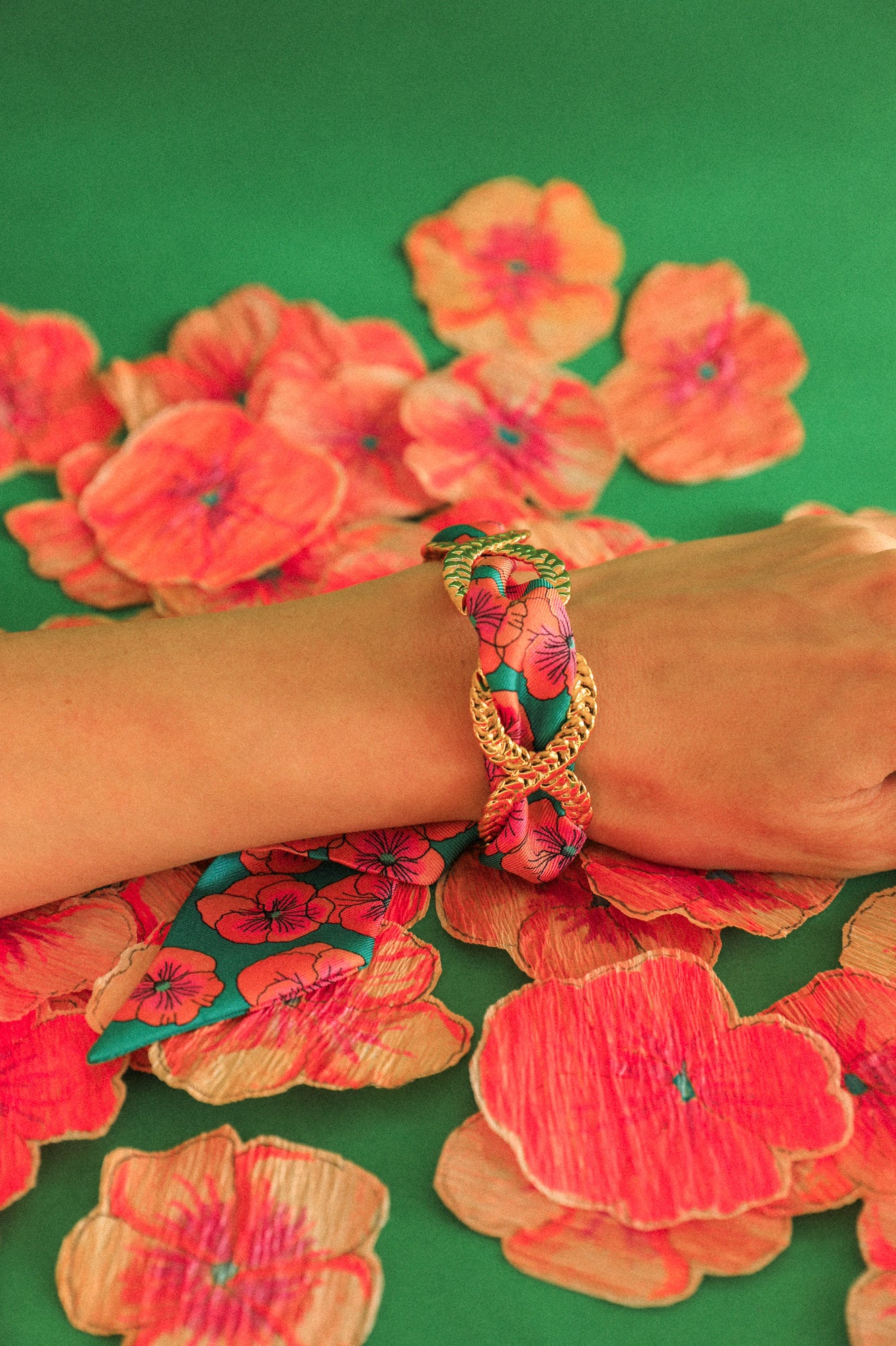 Braid and ribbon cuff with turquoise thoughts