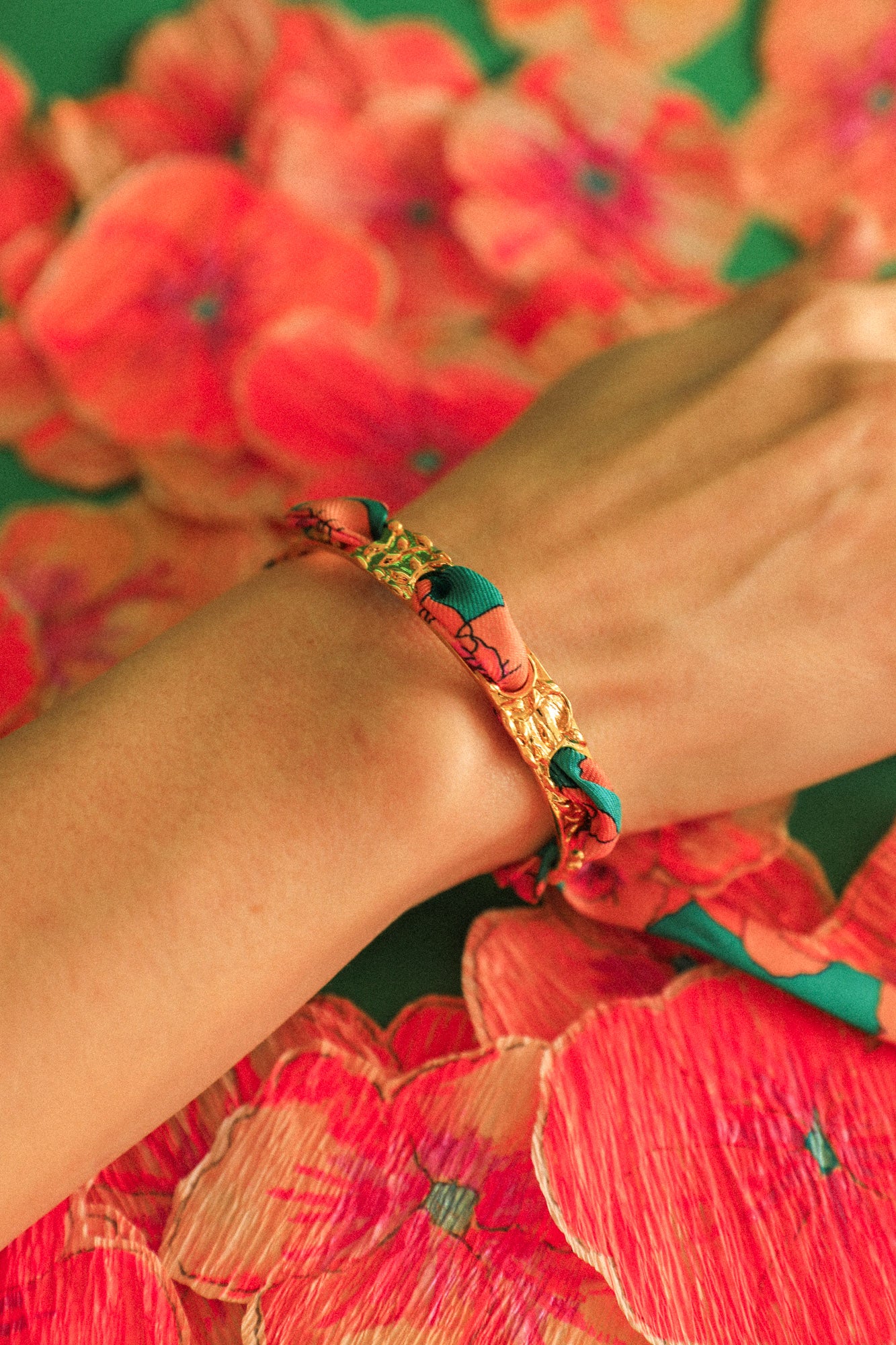 Bracelet Féérie et ruban Pensées turquoise