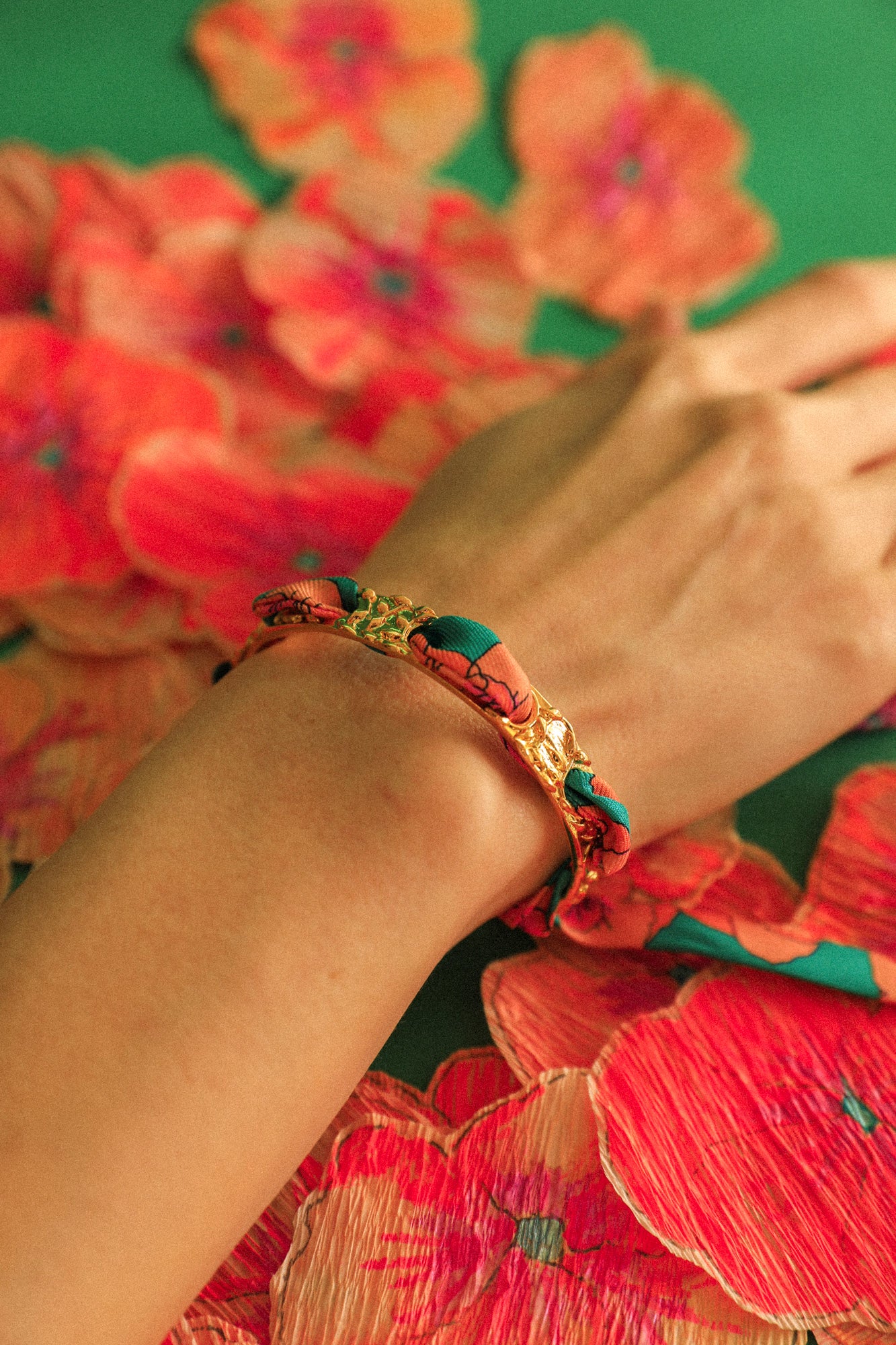 Bracelet Féérie et ruban Pensées turquoise