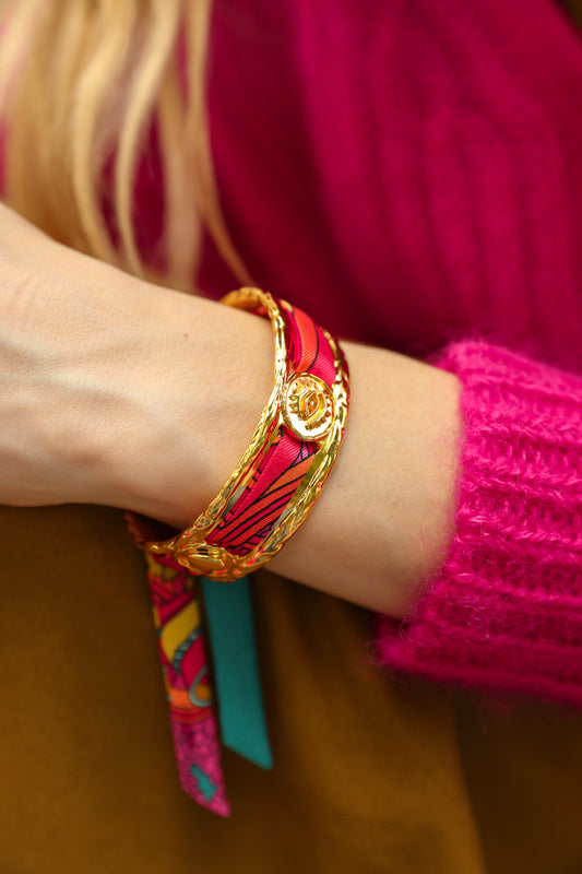 Manchette Irma et son ruban Adresse Inconnue, rose et bleu