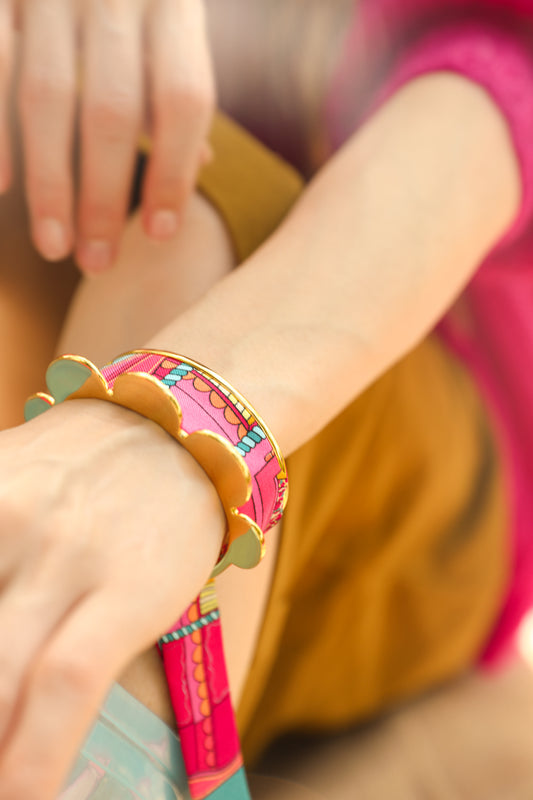 Manchette Fanion et ruban Adresse Inconnue, rose et bleu