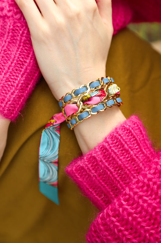 Petite manchette Décembre et ruban Adresse inconnue, rose et bleu