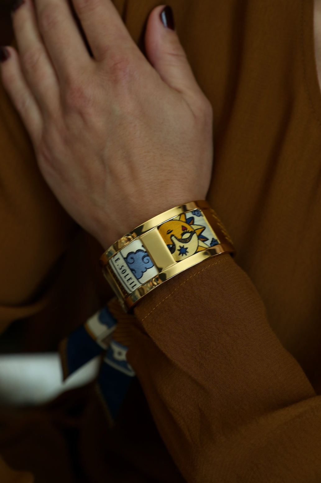 Manchette JMA et ruban Tarot, marine