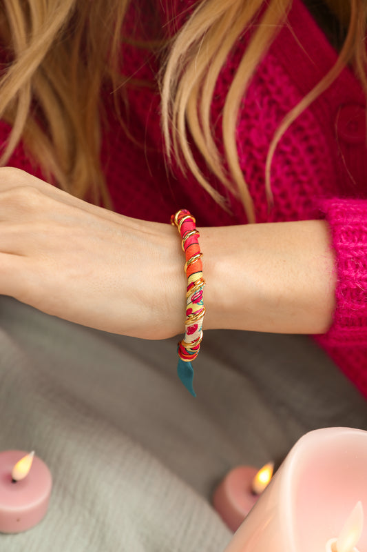 Bracelet Octobre et son ruban Adresse Inconnue, rose et bleu