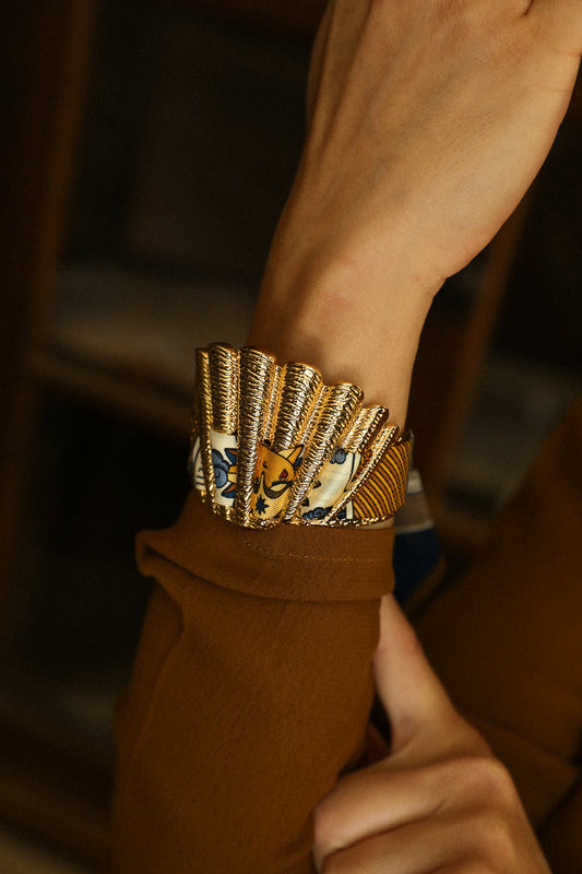 Manchette Coquille et ruban Tarot, marine