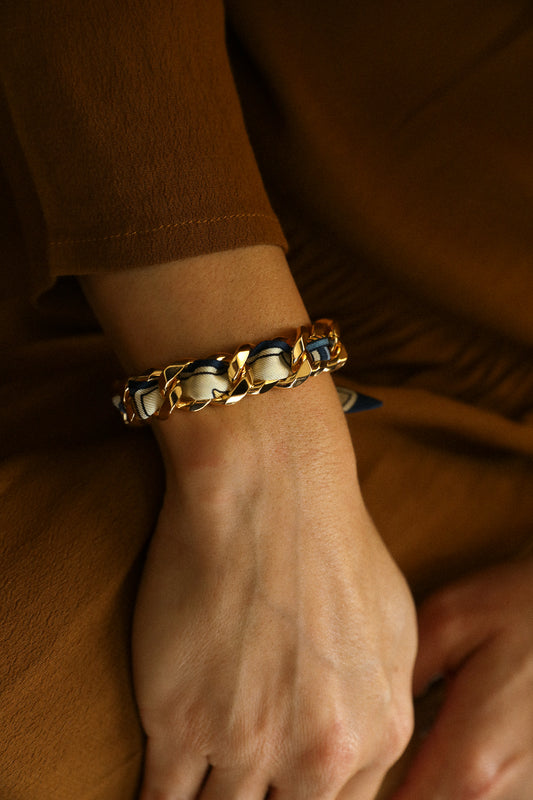 Ruban en soie 1cm Tarot, marine