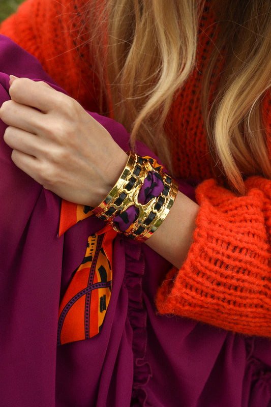 4cm Chapanoir silk bracelet, orange