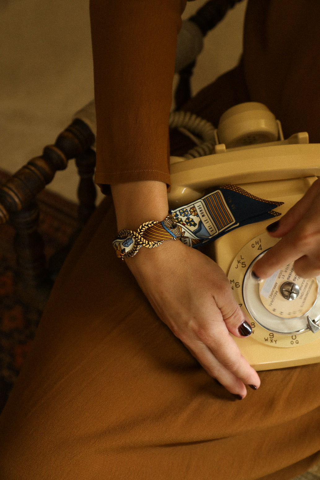 Manchette Tresse et ruban Tarot, Marine