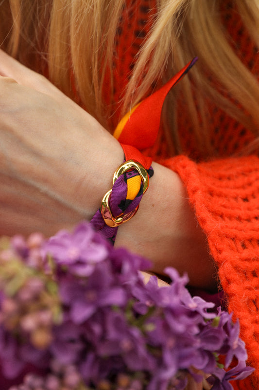 Ornement Décembre et son ruban en soie de 4cm Chapanoir, orange