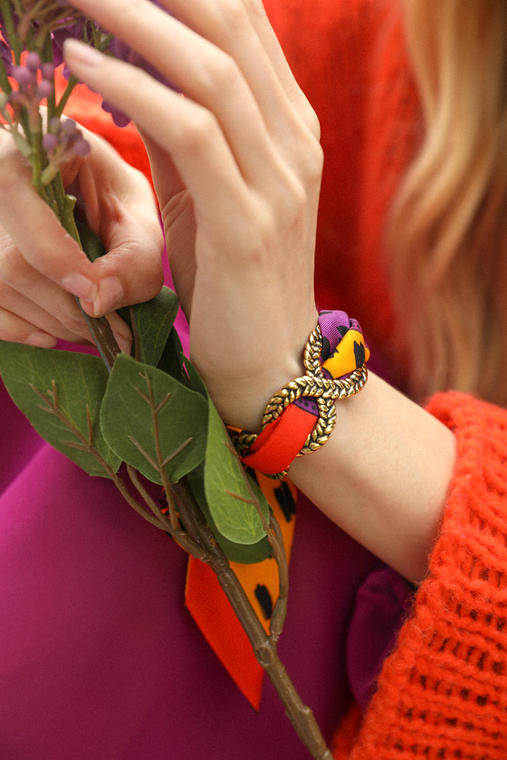 Manchette Tresse et ruban Chapanoir, Orange