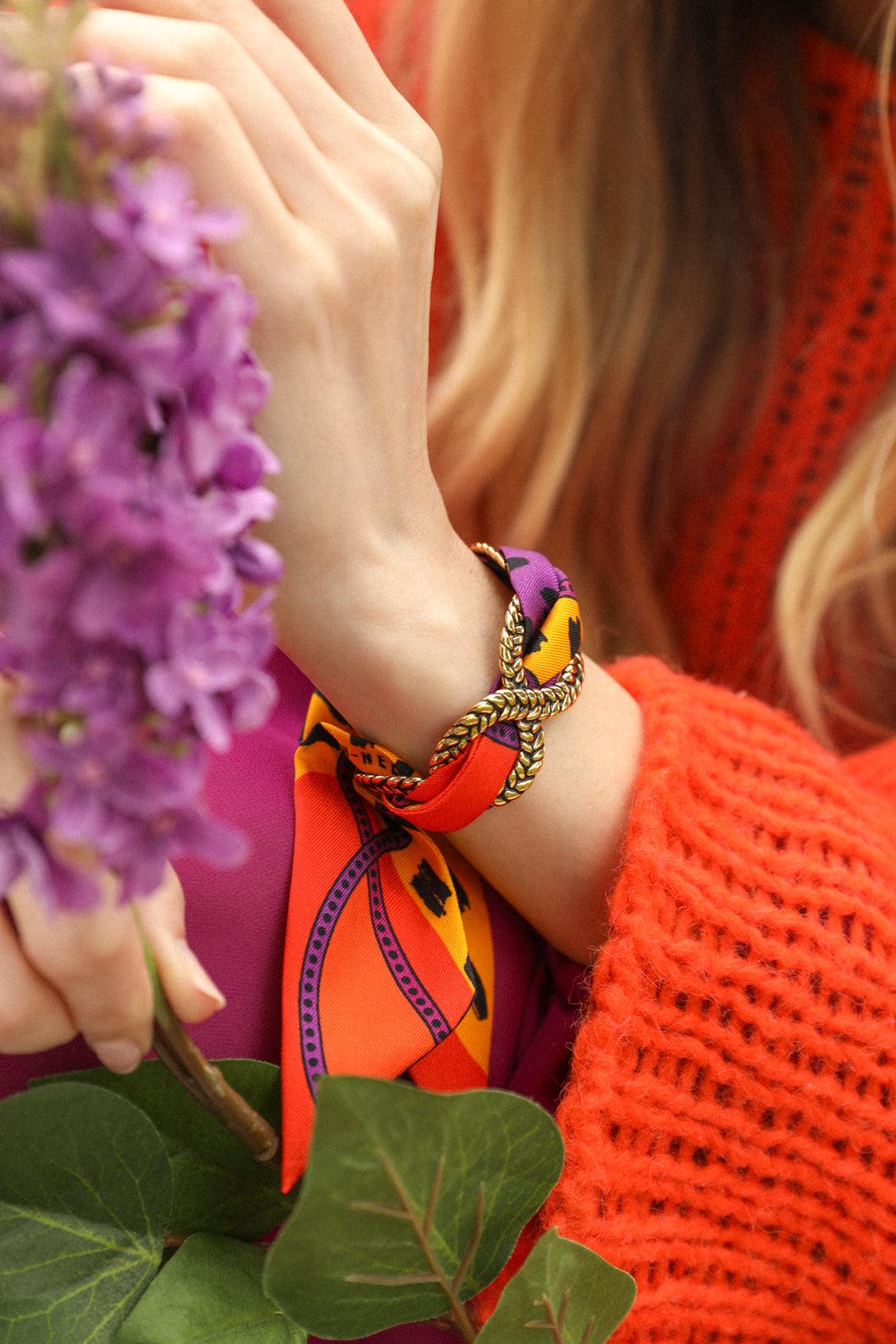 Manchette Tresse et ruban Chapanoir, Orange
