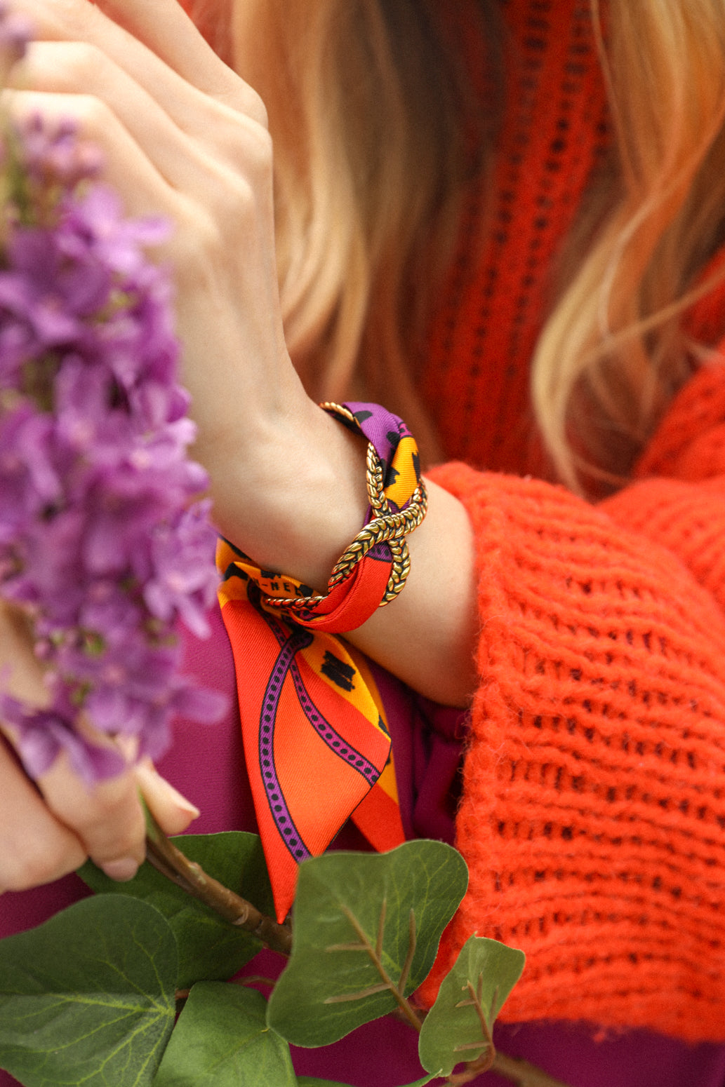 Manchette Tresse et ruban Chapanoir, Orange