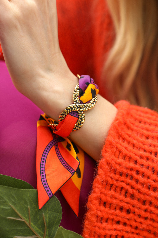 Manchette Tresse et ruban Chapanoir, Orange