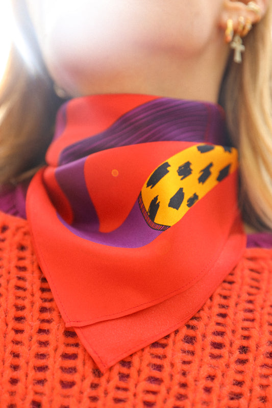 Bandana en soie 55cm Chapanoir, orange