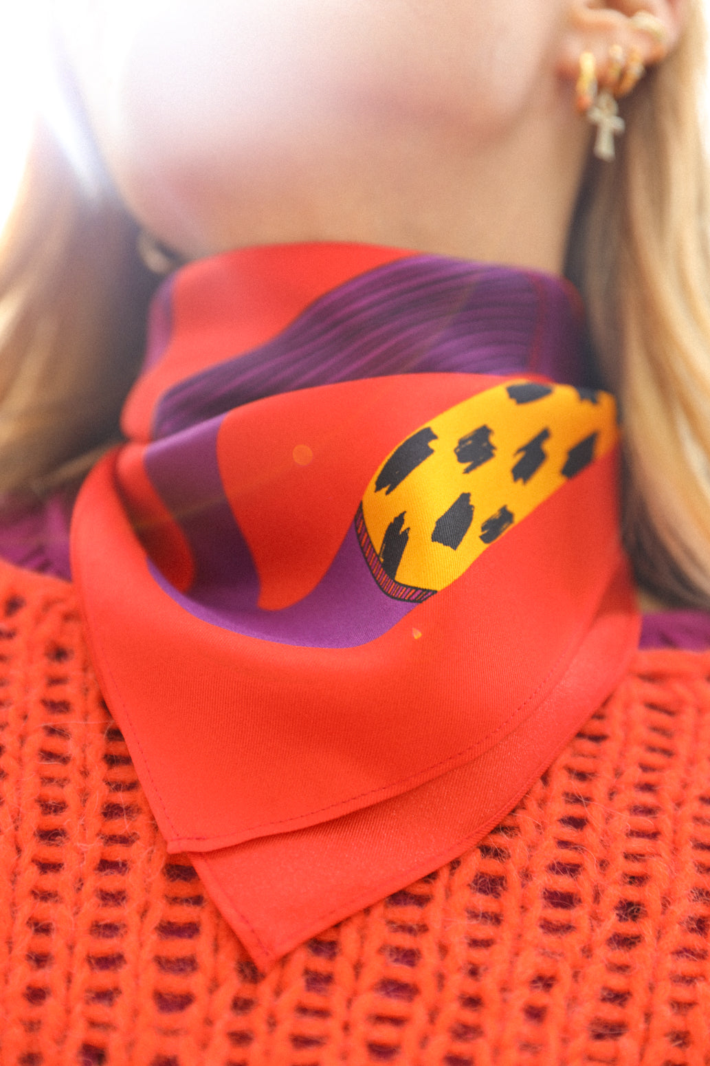 Bandana en soie 55cm Chapanoir, orange
