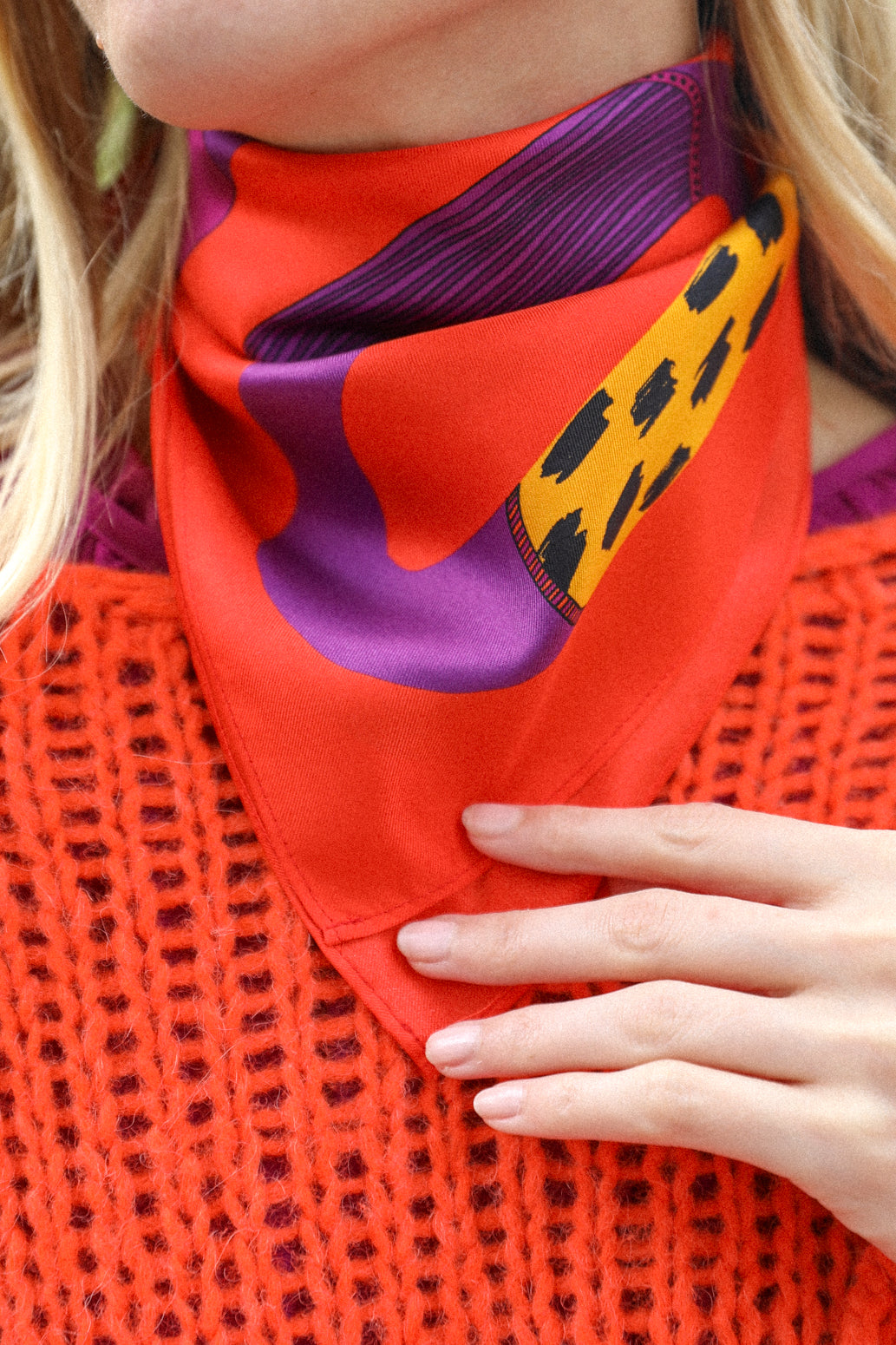 Bandana en soie 55cm Chapanoir, orange