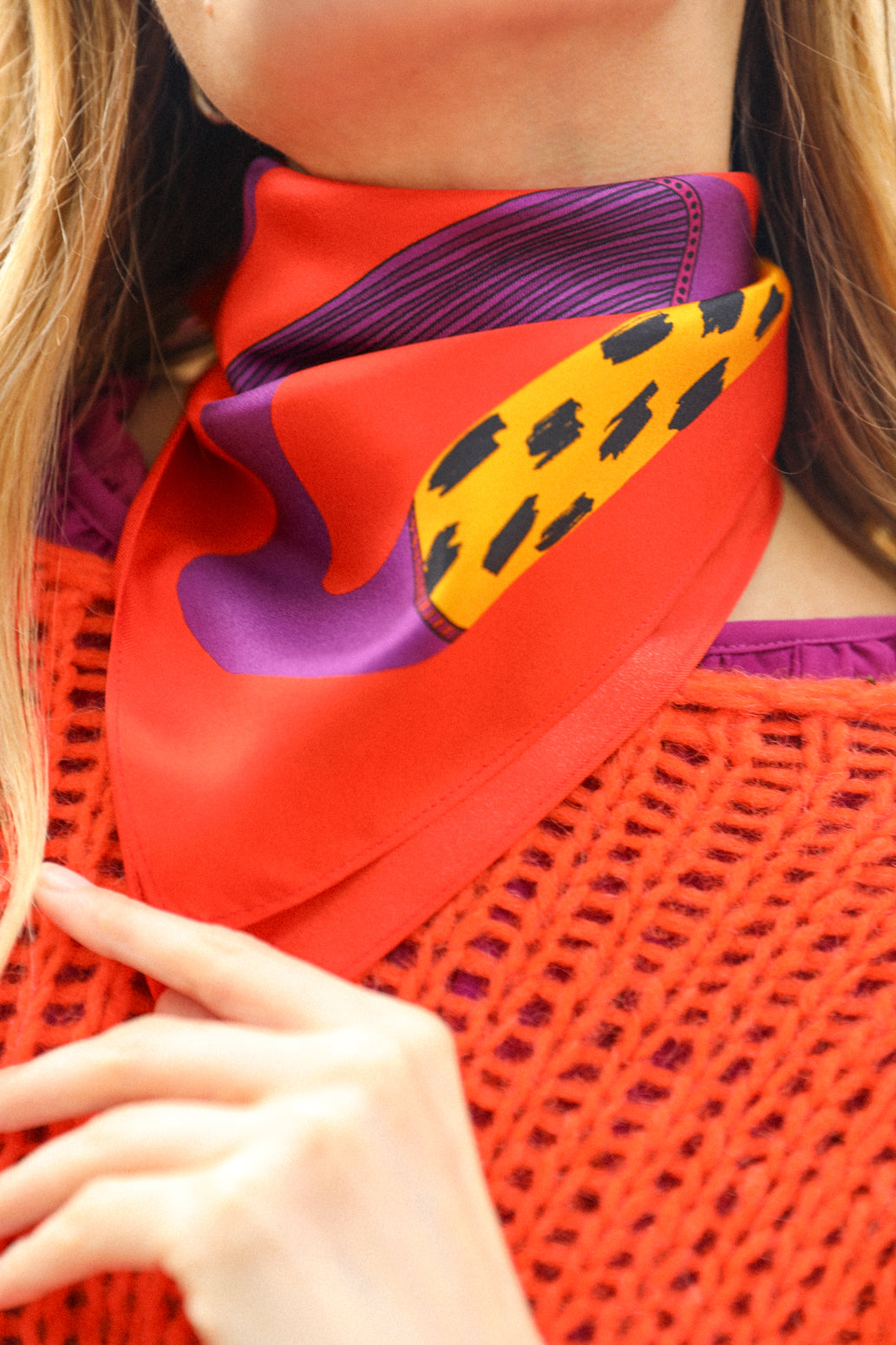 Bandana en soie 55cm Chapanoir, orange