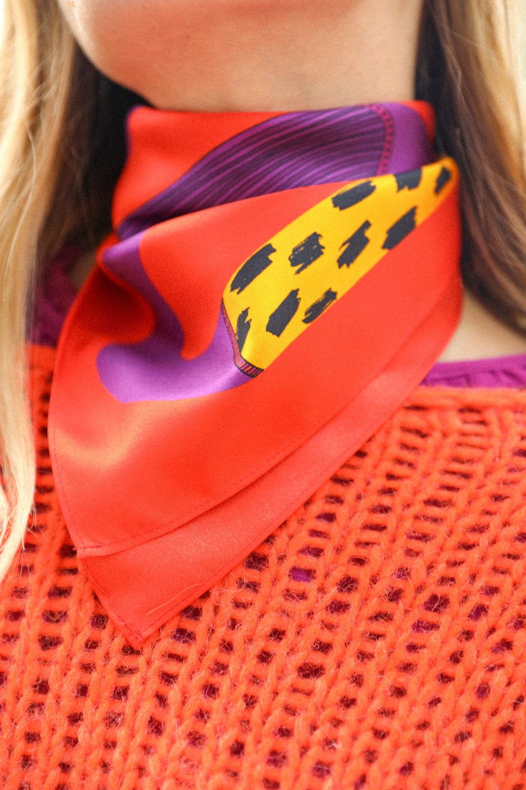 Bandana en soie 55cm Chapanoir, orange