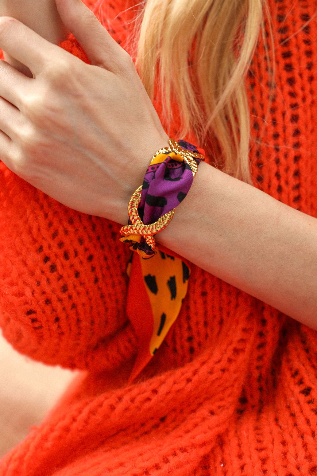 Manchette Tresse et ruban Chapanoir, Orange