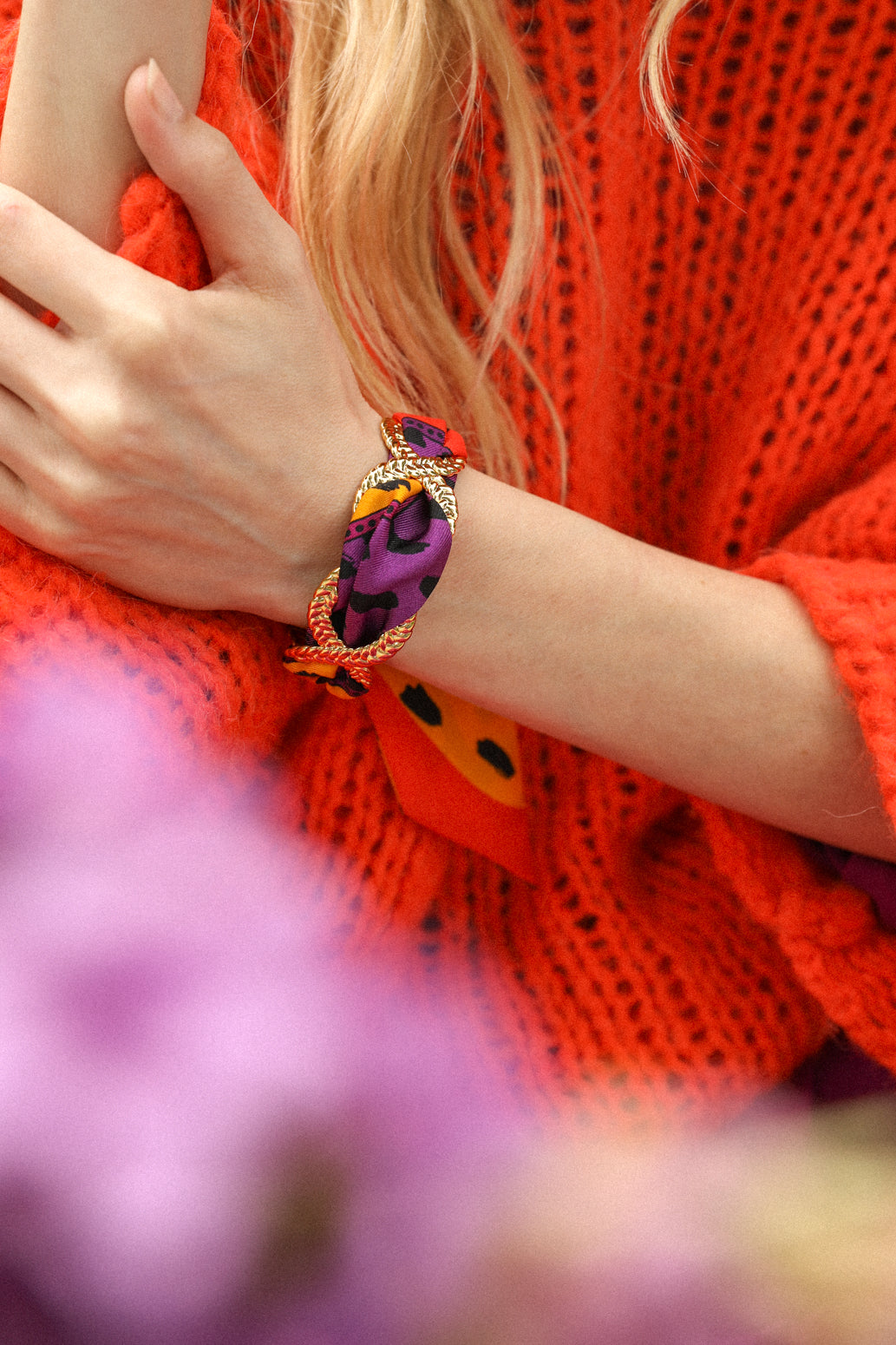 Manchette Tresse et ruban Chapanoir, Orange