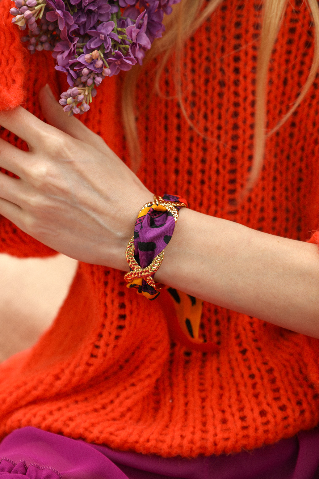 Manchette Tresse et ruban Chapanoir, Orange