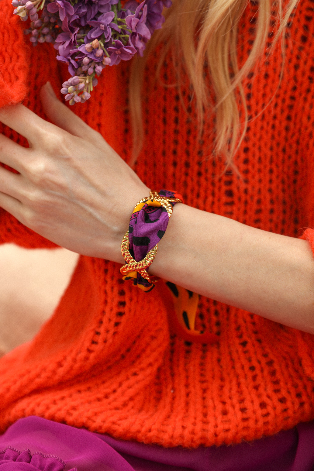 Manchette Tresse et ruban Chapanoir, Orange