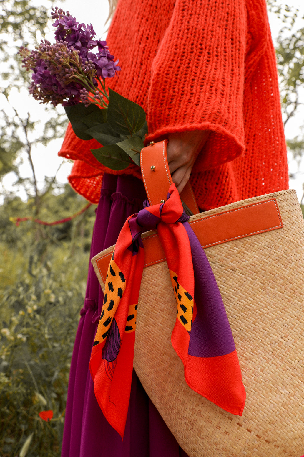 Bandana en soie 55cm Chapanoir, orange