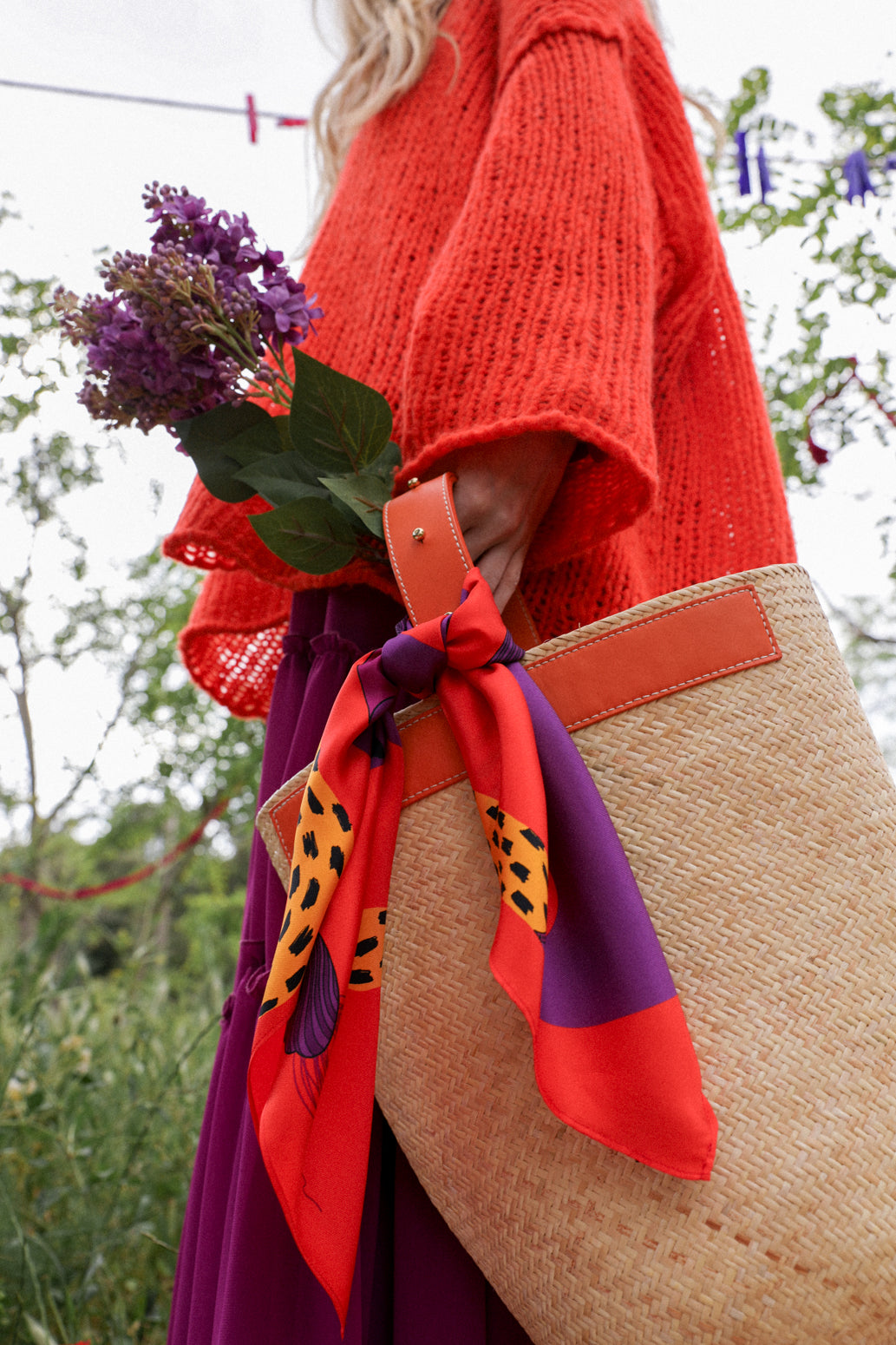 Bandana en soie 55cm Chapanoir, orange