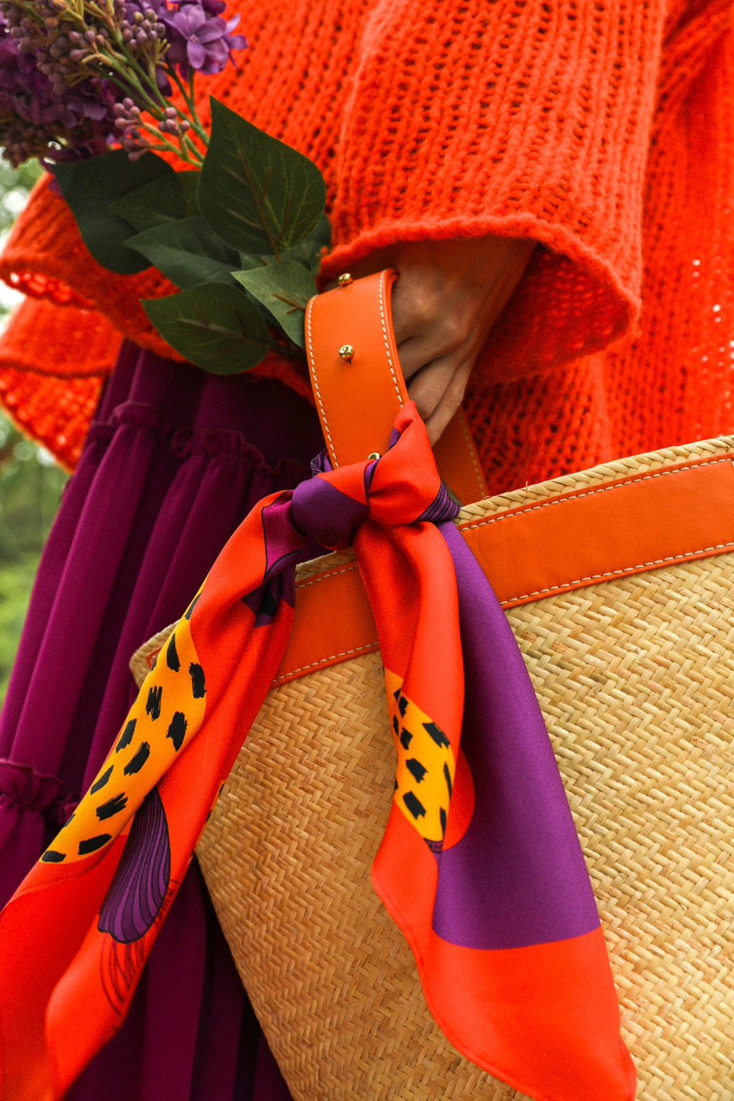 Bandana en soie 55cm Chapanoir, orange