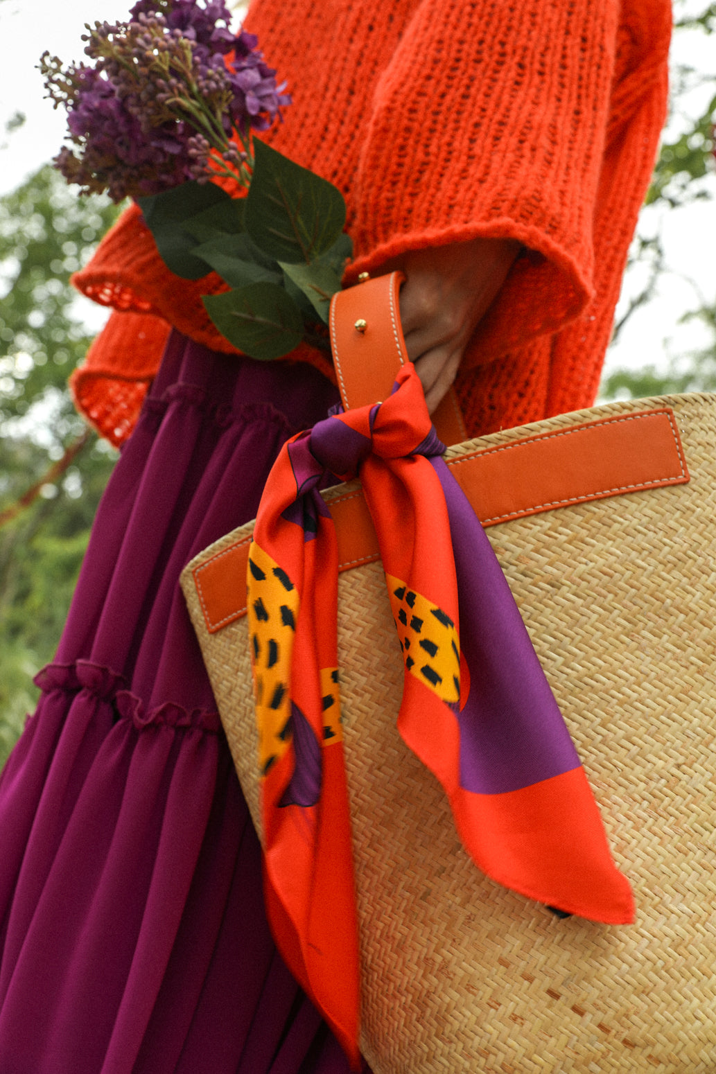 Bandana en soie 55cm Chapanoir, orange