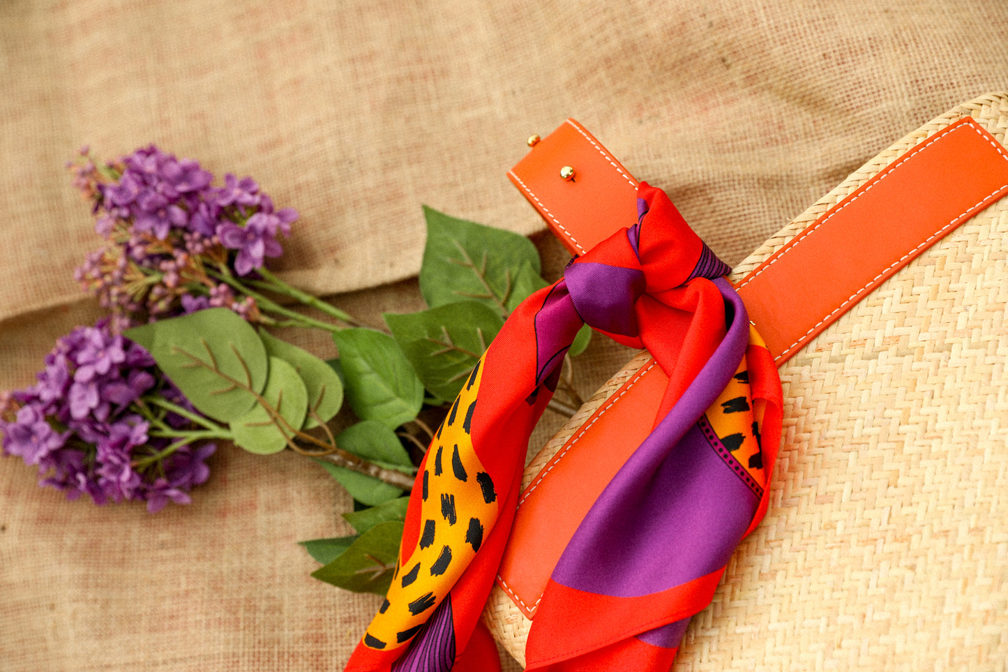 Bandana en soie 55cm Chapanoir, orange