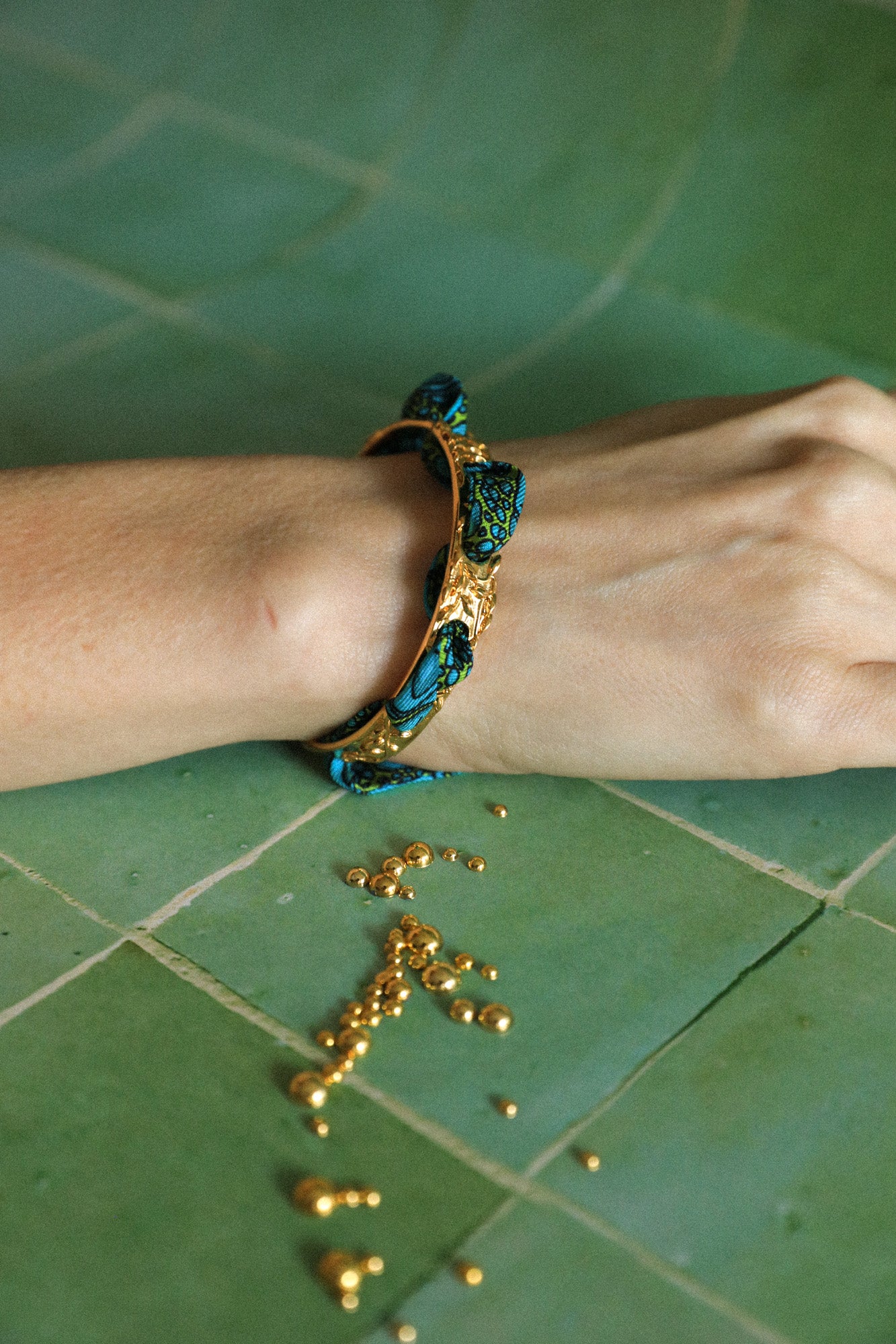 Bracelet Féérie et ruban Croco aqua
