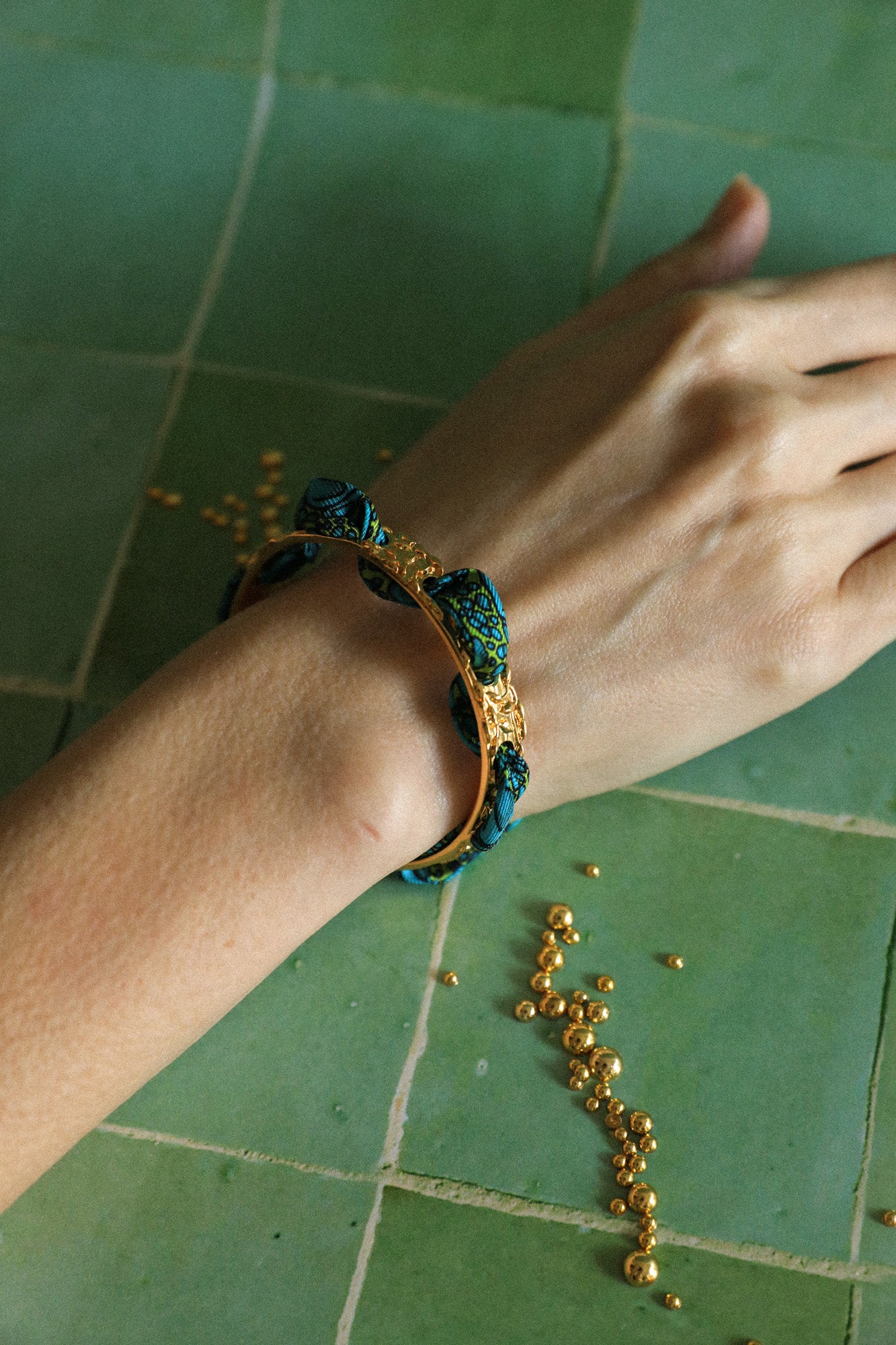 Bracelet Féérie et ruban Croco aqua