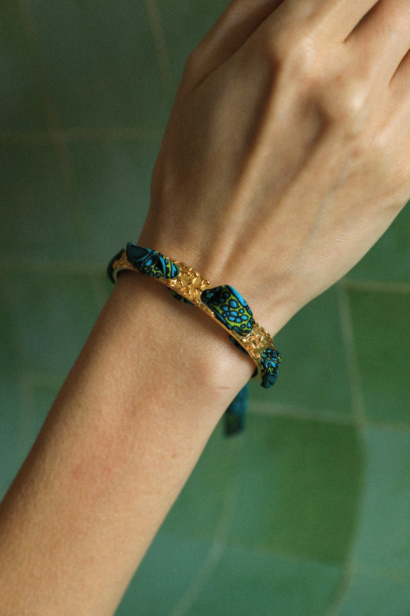 Bracelet Féérie et ruban Croco aqua