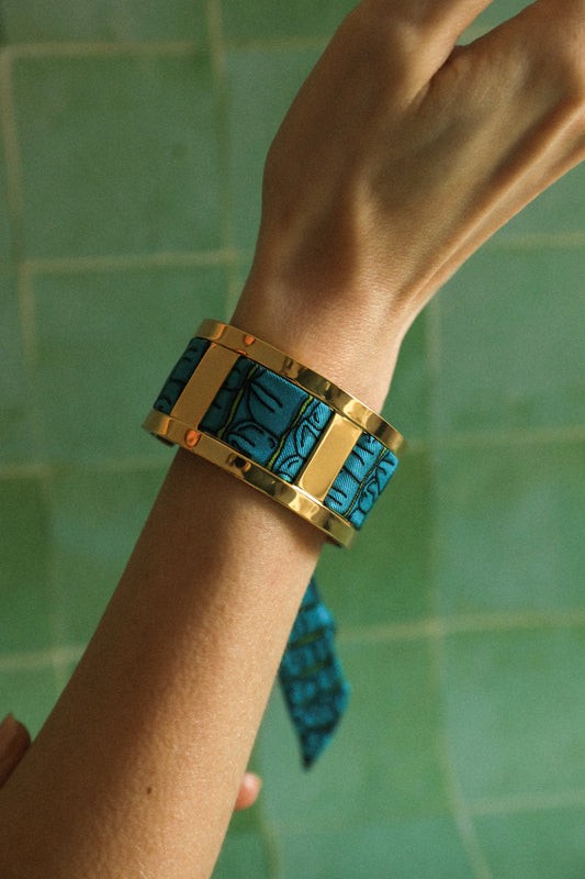 JMA cuff and its aqua Croco ribbon