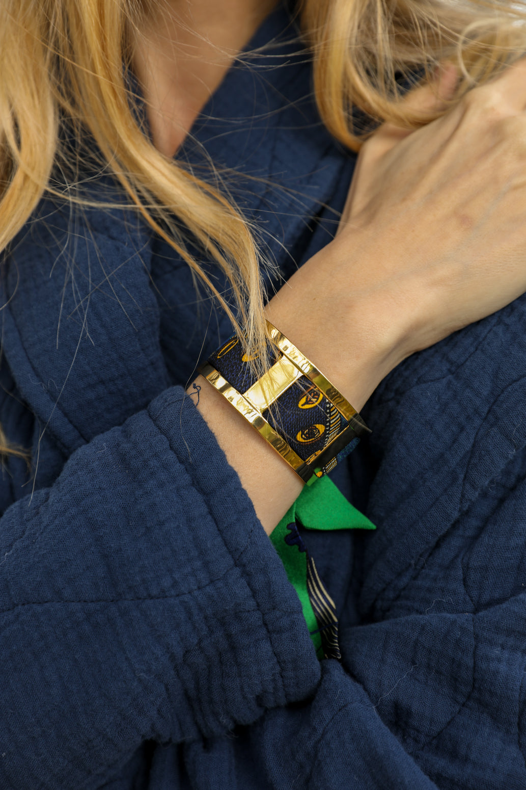 JMA cuff and Bohemian Deer ribbon, green