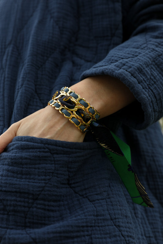 2cm Silk Ribbon Bohemian Deer, Green