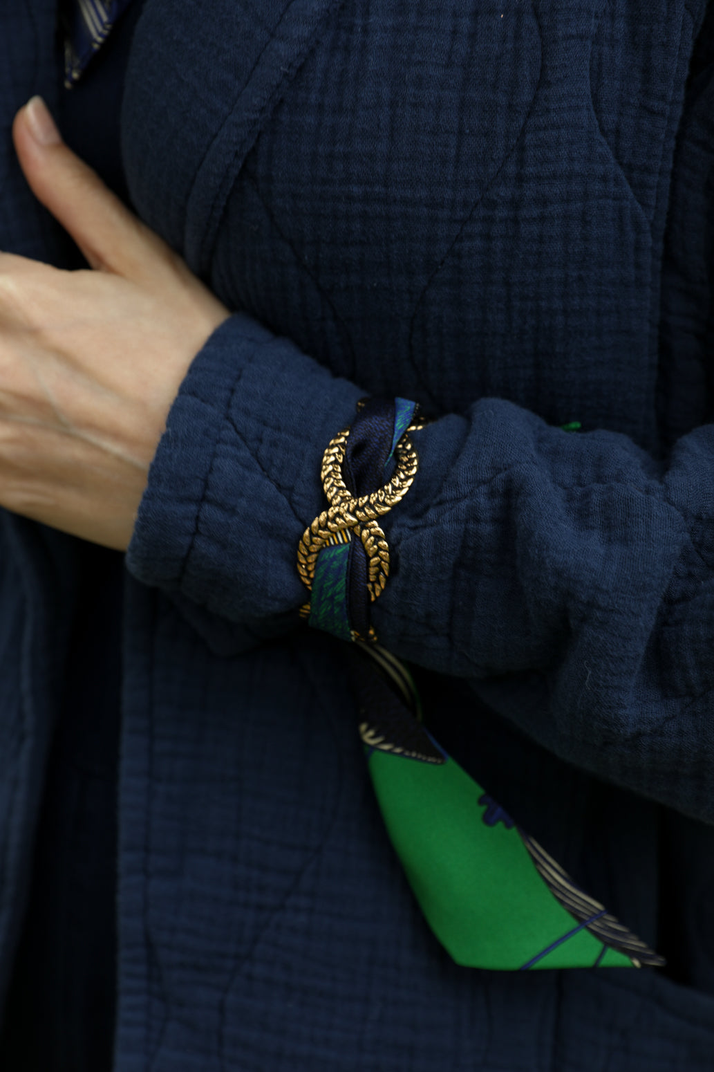 Bracelet en soie 4cm Cerf Bohème, vert