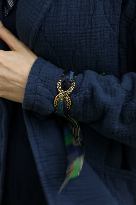 Manchette Tresse et ruban Cerf Bohème, Vert