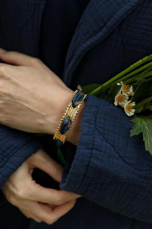 Bracelet Diva et ruban Cerf Bohème, vert