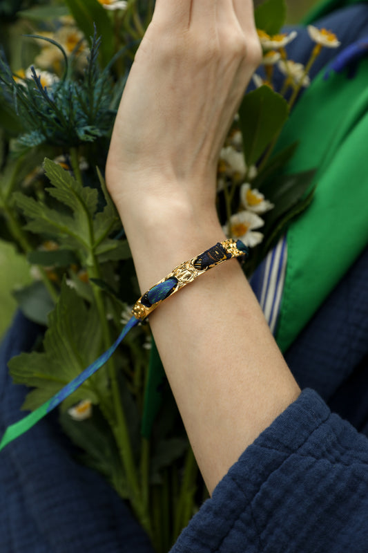 Bracelet Féerie et ruban Cerf Bohème, vert