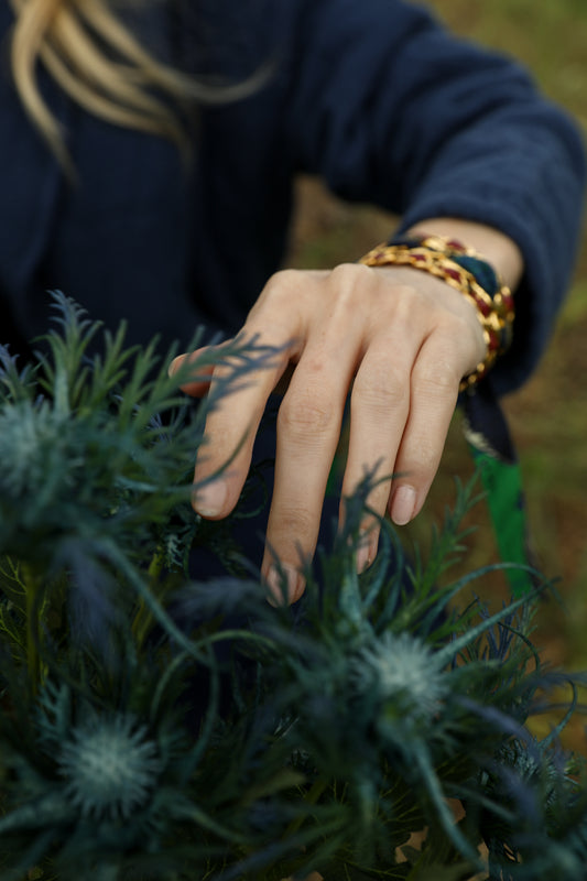 Petite manchette Décembre et ruban Cerf bohème, vert