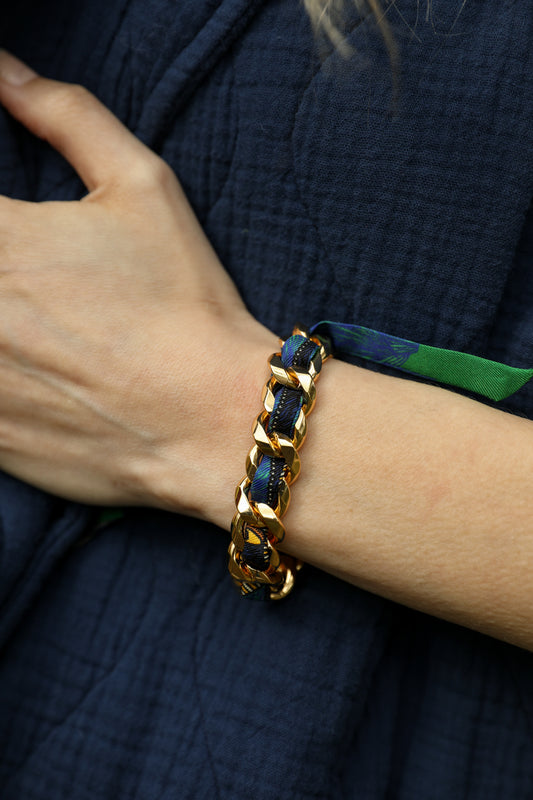 Bracelet Décembre et son ruban Cerf Bohème, vert